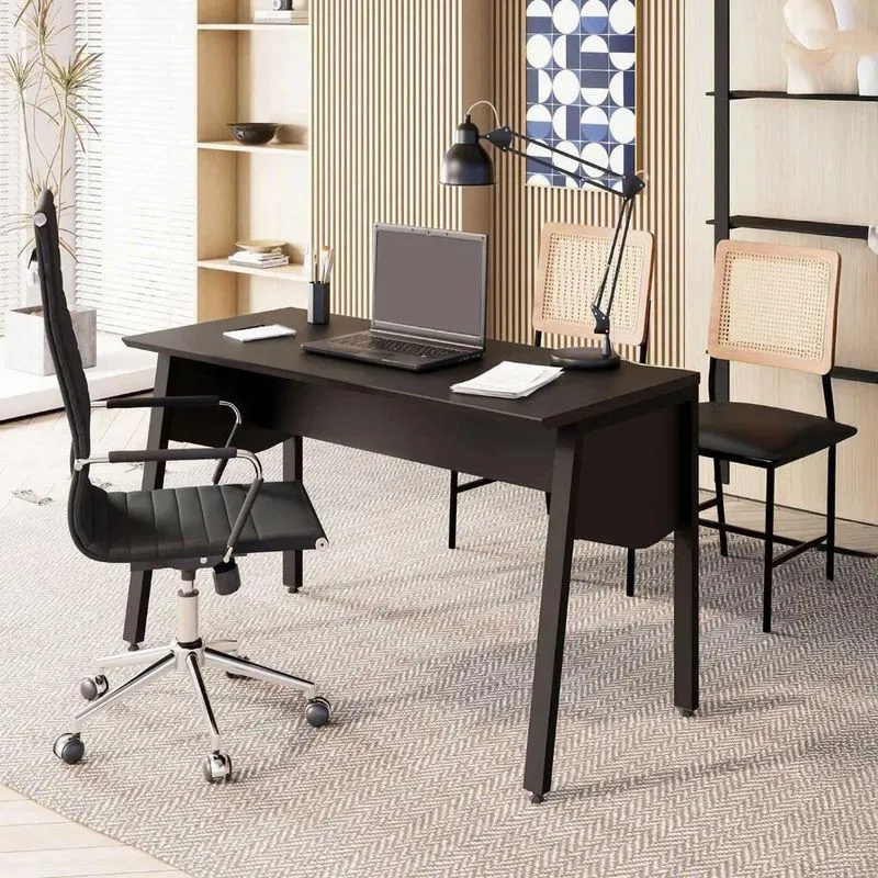 Escrivaninha Escritório Com Tampo Chanfrado 120cm Preto F5 Office