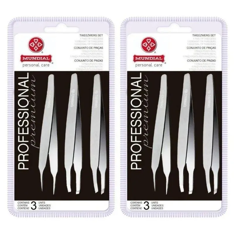 2 Kits Pinças Profissional Mundial Design Sobrancelhas Bc394