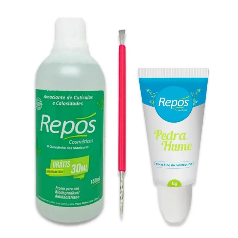 Kit Amaciante Cutícula + Pedra Hume Gel + Espátula Rosa