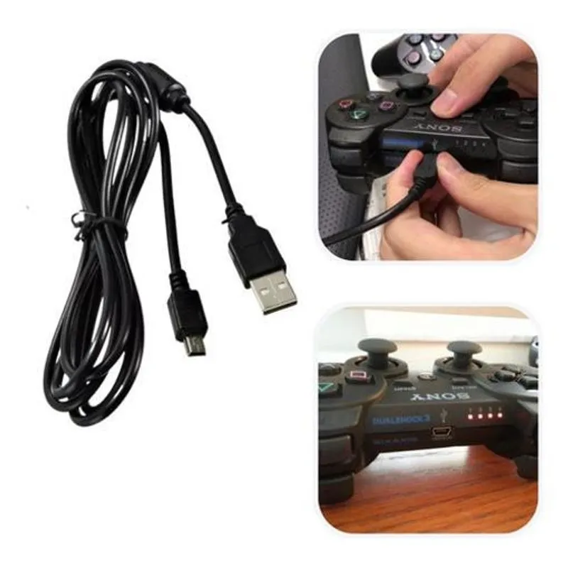 Cabo Usb V3 Controle Para Ps3 Carrega E Sincroniza Manete