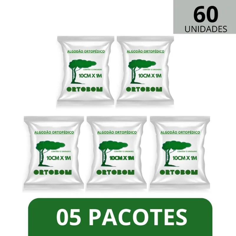 05 Pacote Algodão Ortopedico 10 Cm X 1 Metro