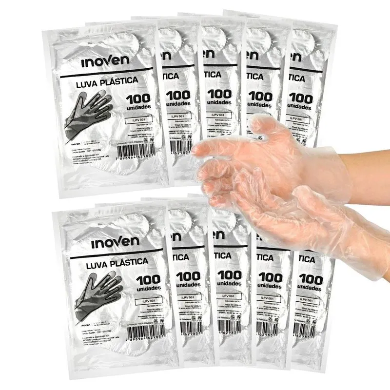 Luva Plástica Descartável Para Spa Das Mãos Inoven 1000 Und