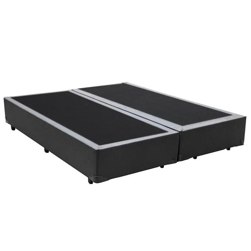 Cama Box King Blindado Bipartido Sintético Courino Cinza 40x193x203 Homequeen
