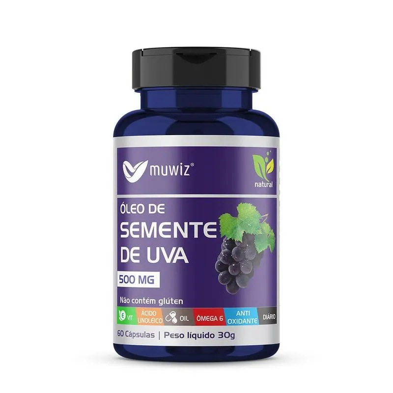 Óleo De Semente De Uva 500mg 60 Cápsulas Muwiz