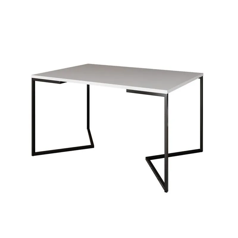 Mesa Jantar Industrial Branca Retangular 137X90Cm Base V Ferro Preto Cor: Branco