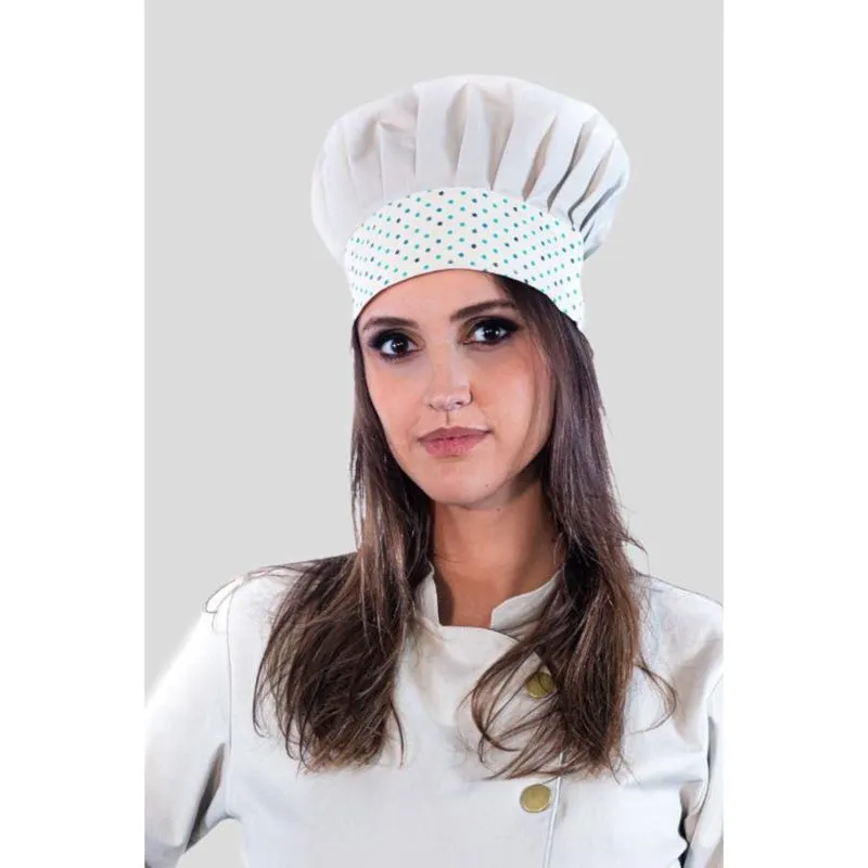 Mestre Cuca Feminino Sumaia p/ cozinha Areia + Poá Verde-azul