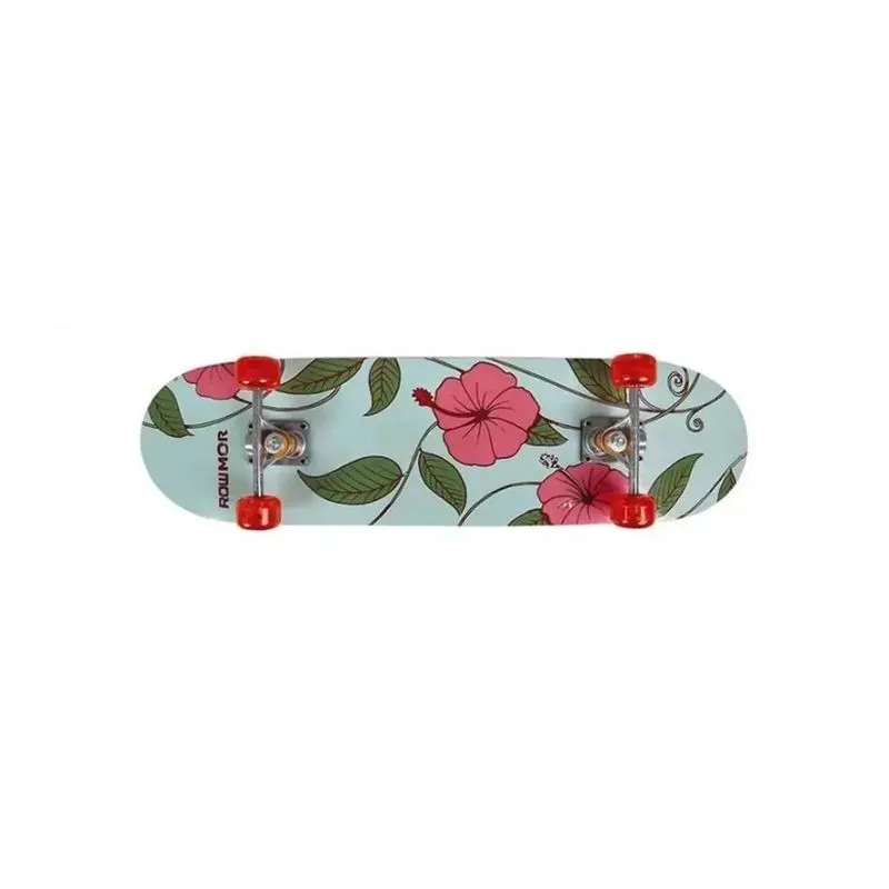 Skate Caveira Floral Alumínio Rodas Em Gel 79X20Cm Mor