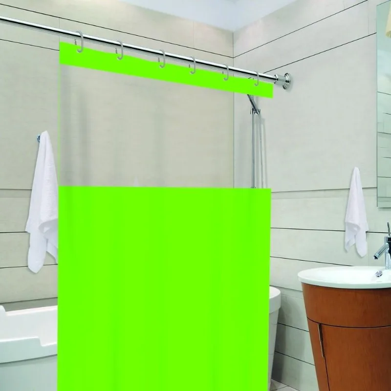 Cortina De Box Verde Com Visor Com Gancho