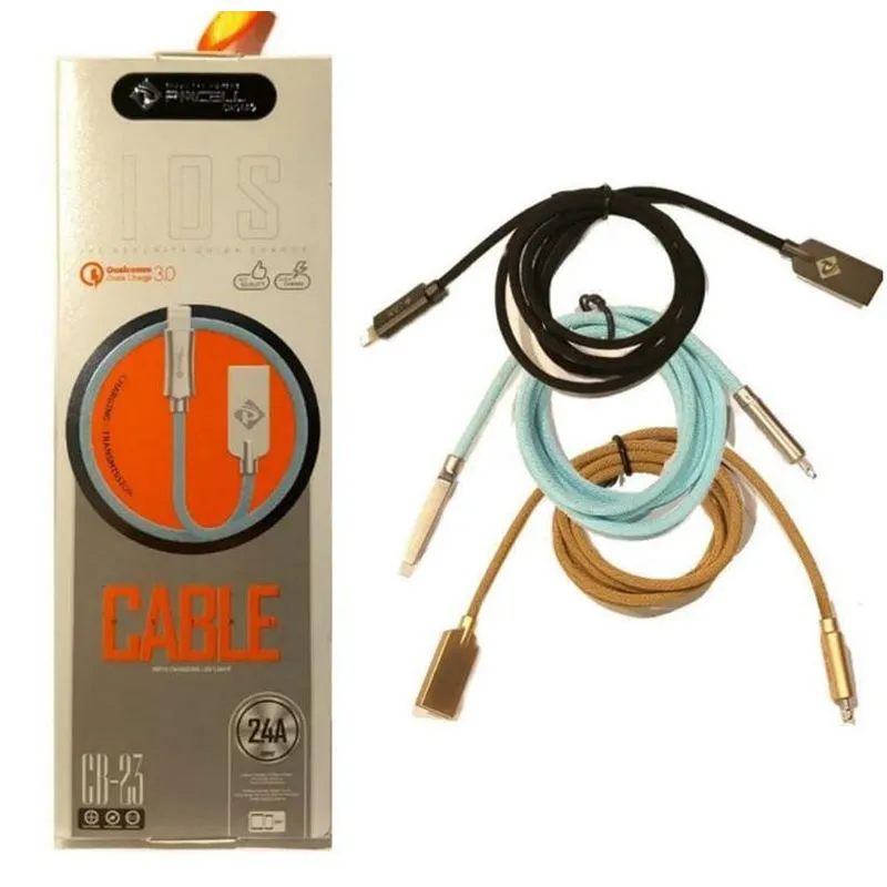 Cabo 2x1 Iphone + Usb Tipo-c Nylon Blindado 2.4a Turbo Cb-23