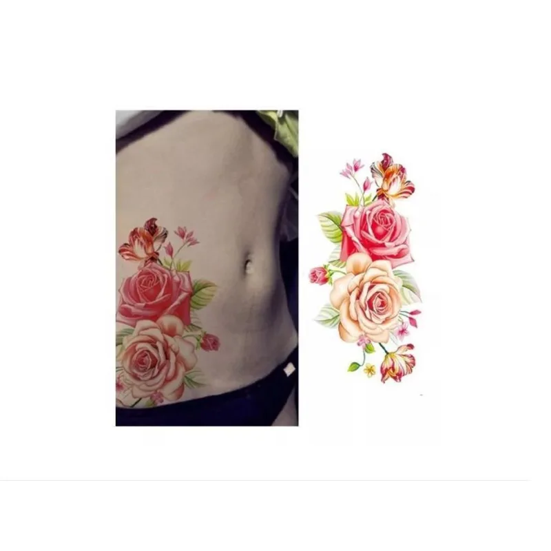Tatuagem Temporária Delicada Com 20 Cm Flor Floral