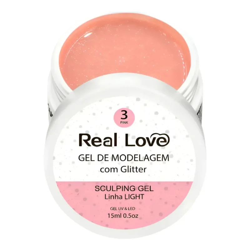 Gel De Alongamento Com Glitter 03 Pink Real Love 15G
