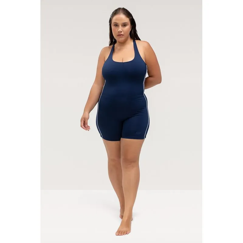 MACAQUINHO FRISO FECHADO NAS COSTAS COM TOUCA - SWIMWEAR 26/27 - MARINHO 3G