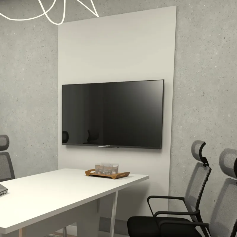 Painel TV para Sala de Reunião 195cm x 110cm 100% MDF Cinza F5 Office