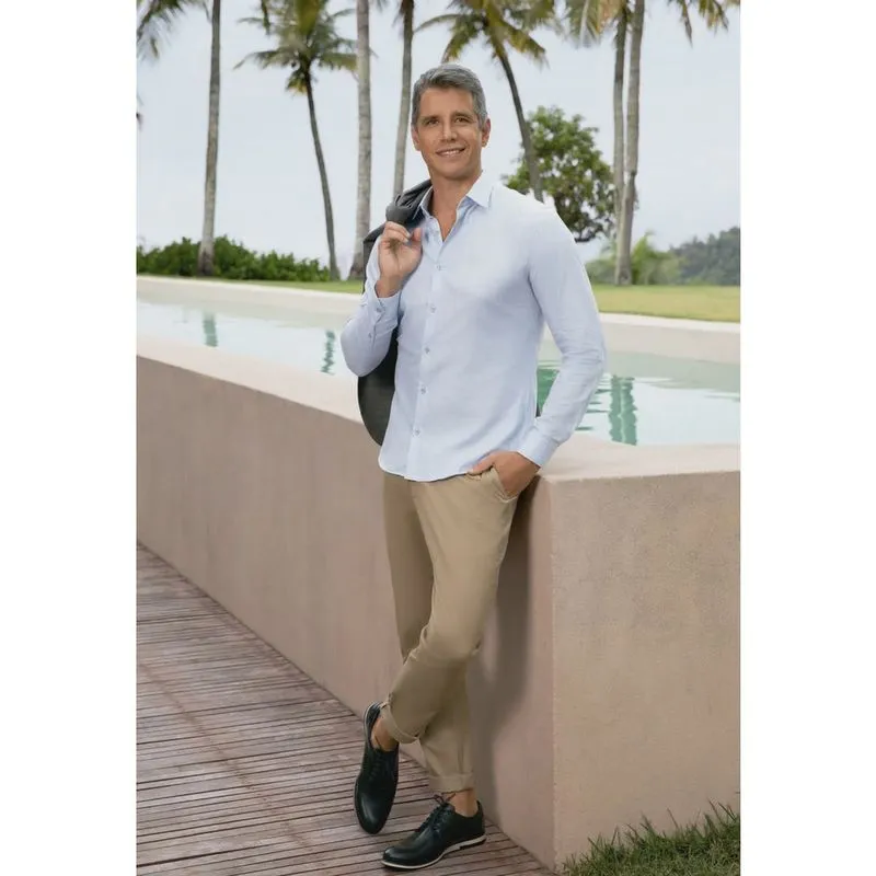 Camisa Slim Guilherme Soul Tricoline Azul Claro