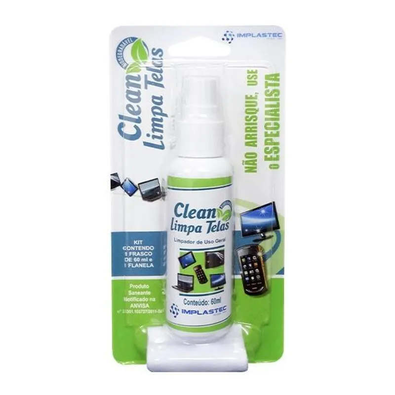 Kit Limpa Tela Com Flanela 60 Ml Implastec
