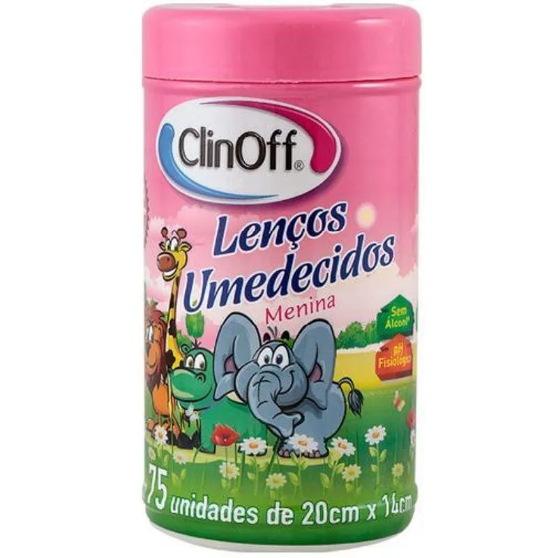 Kit 24 Pote Rosa Lenços Umedecidos Suave 75 Unidades Clinoff