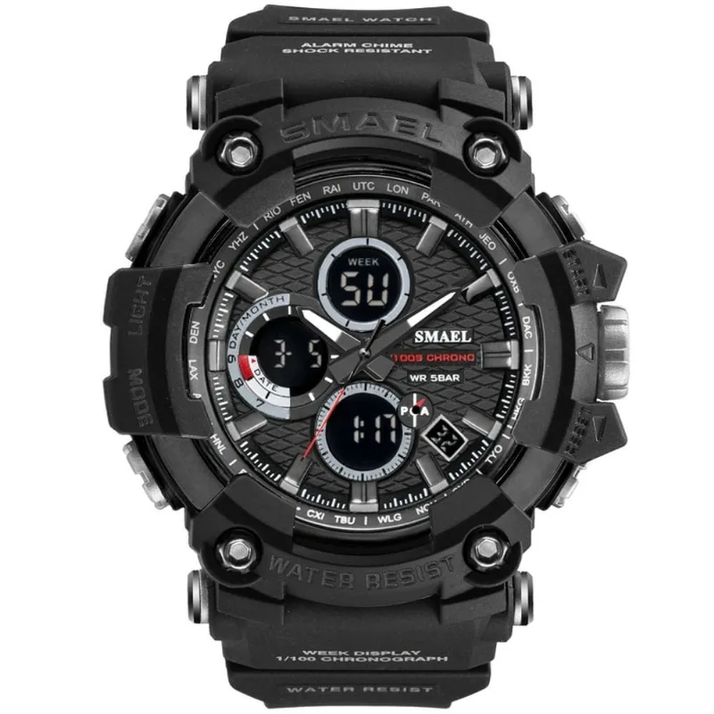 Relógio De Quartzo Masculino Smael Ws-1802 À Prova D'água Preto