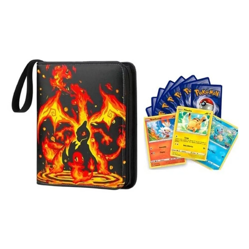 Album Fichário Charizard p/ 400 Cartas Pokemon + 50 Cards