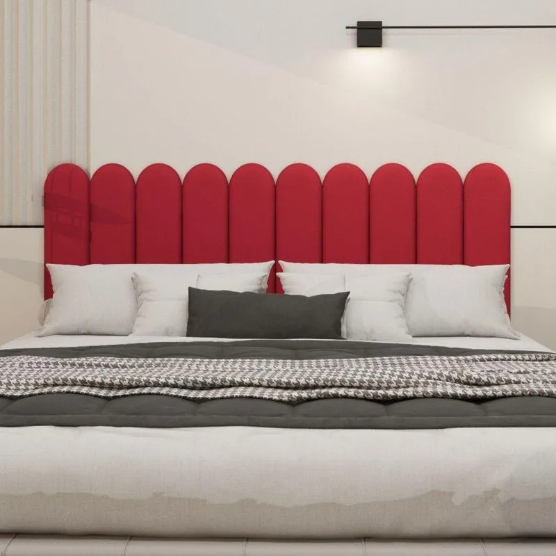 Cabeceira Nuvem Estofada King Size 10 Placas Em Suede 45cm Vermelho