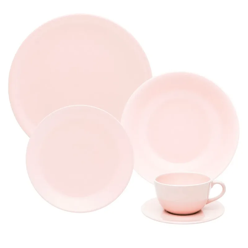 Kit Aparelho Jogo De Jantar P/4 Pessoas 20pçs Oxford Rosa