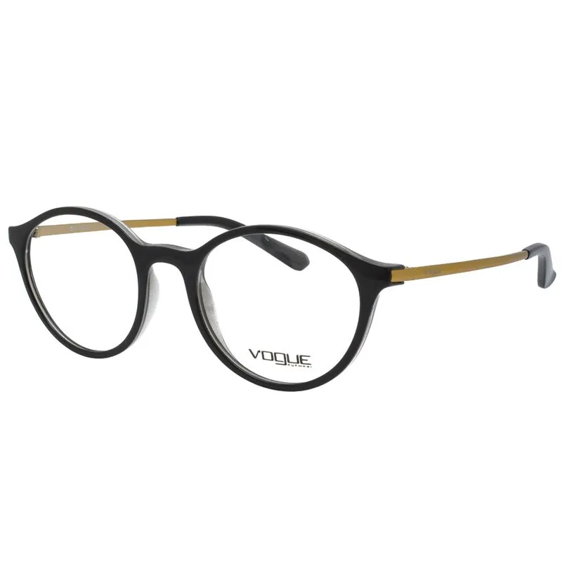 Óculos de Grau Vogue Feminino VO5223L 2385 - Acetato Preto e Metal Bronze