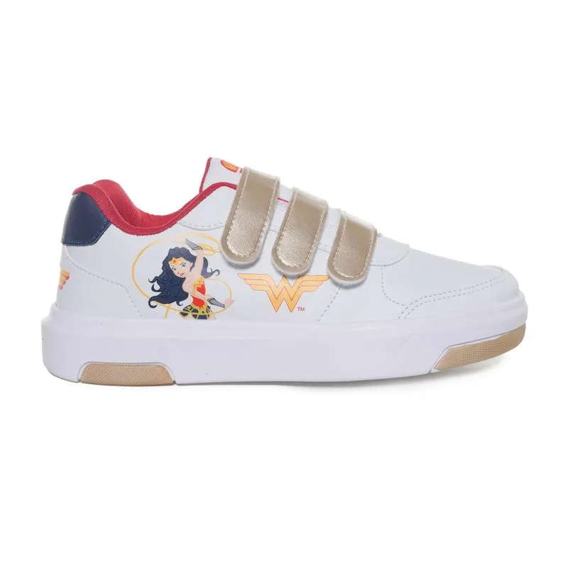 Tênis Casual Warner Mulher Maravilha Juvenil Branco BRANCO/DOURADO/VERMELHO - 28