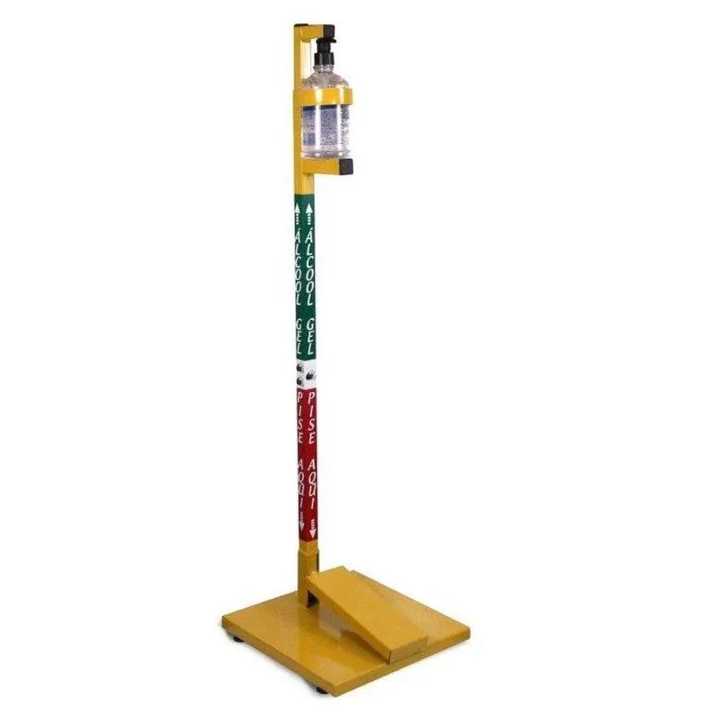 Suporte Em Aço Para Álcool Gel Com Pedal Amarelo