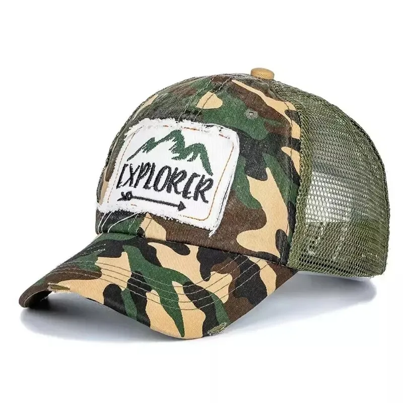Boné De Beisebol Unissex De Algodão Bordado Camuflado
