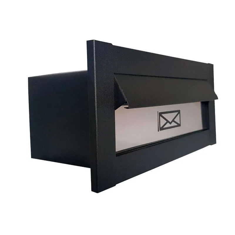 Caixa De Correio Edge Inox Preta Carta 14cm Profundidade