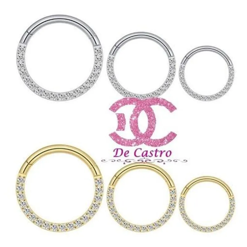 Piercing Argola 100% Titânio Septo Daith Pedra Prata 8 Mm