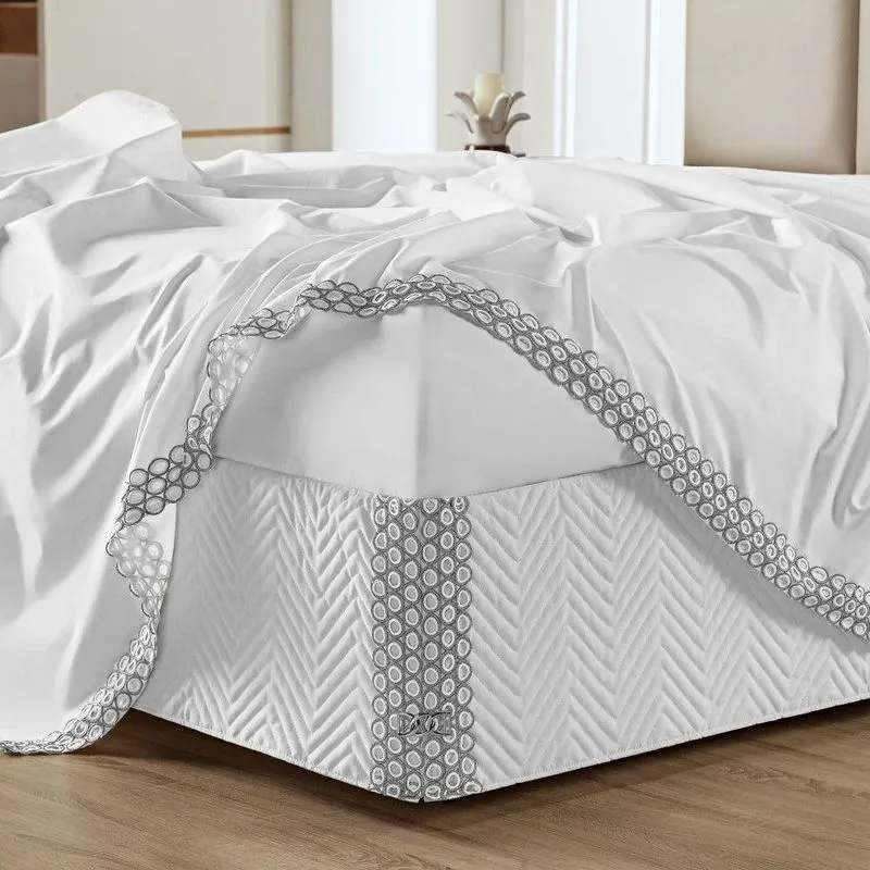Saia Box Casal Atena Microfibra Em Matelassê - Branco