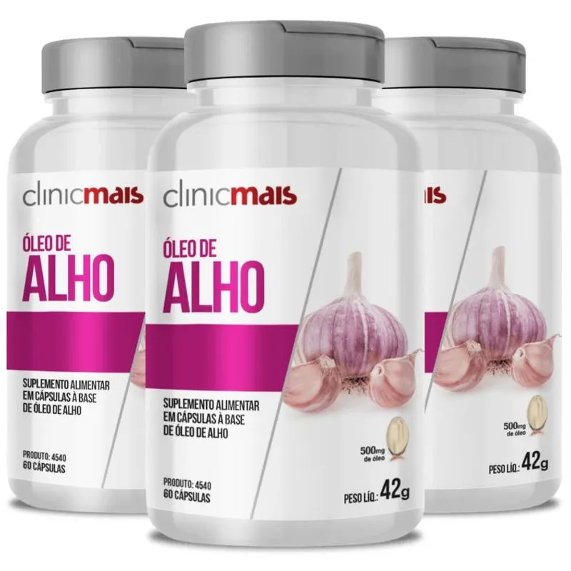 KIT 3X Óleo de Alho - 60 Cápsulas - Clinicmais