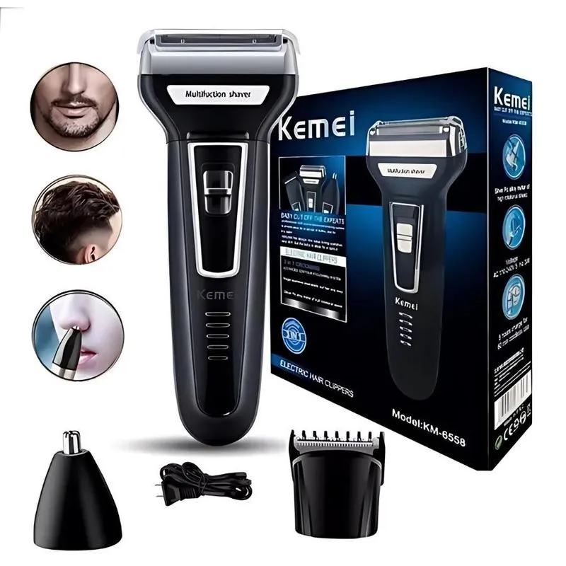Máquina Barbear Multifuncional Kemei Km-6558 Alto Desempenho
