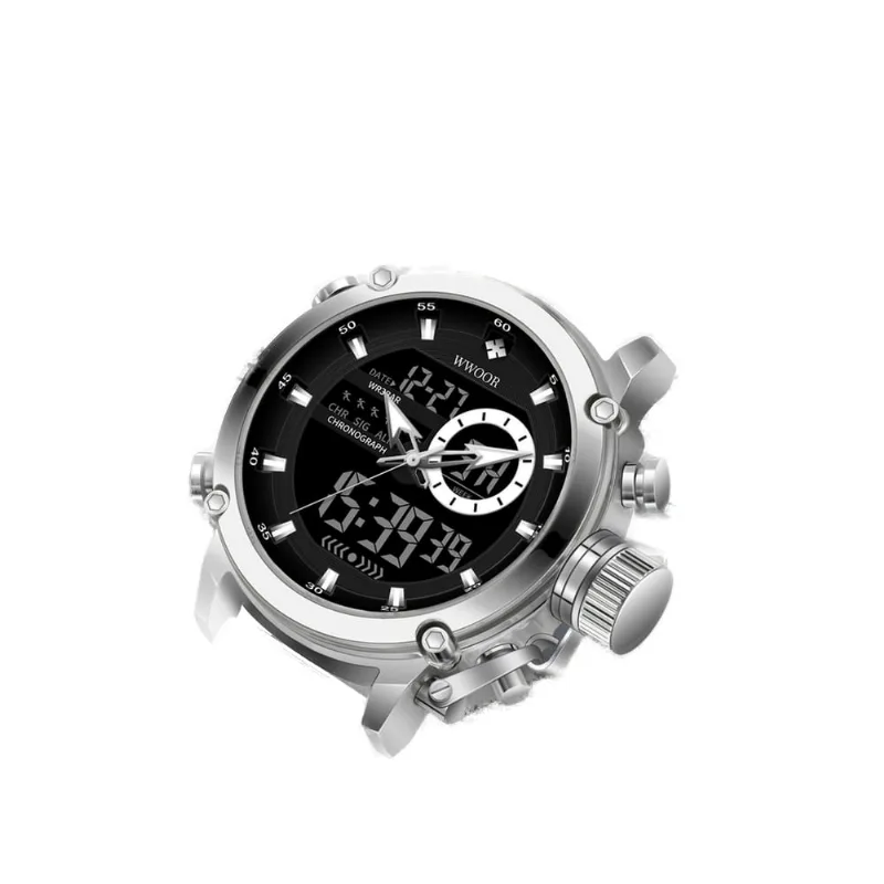 Relógio Masculino Militar Wwoor 8882bb Digital Esportivo Pulseira De Silicone À Prova D'água 6