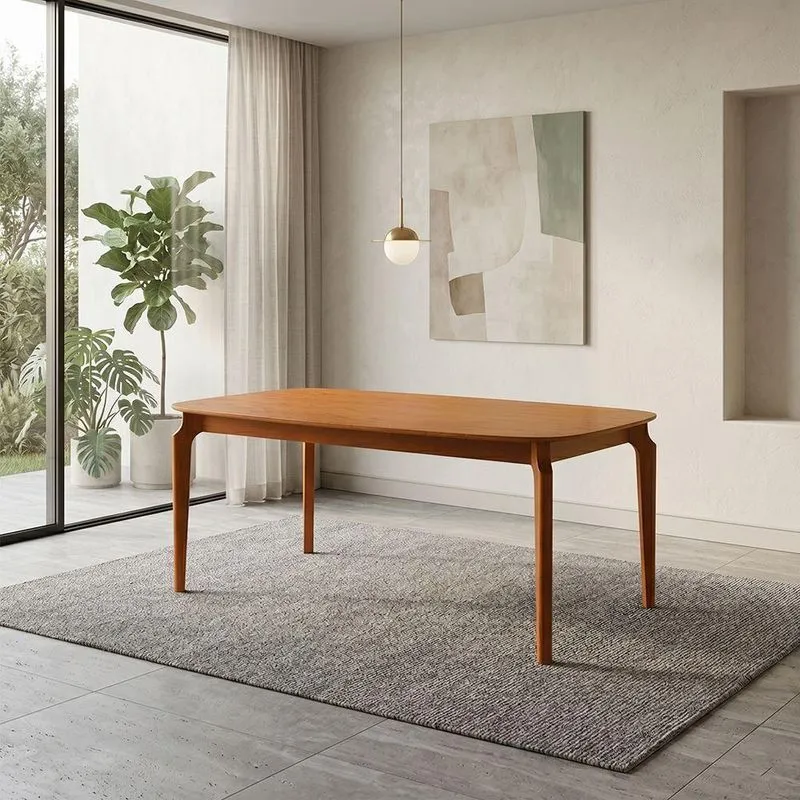 Mesa De Jantar Denver 240cm Laminada Com Pés Em Madeira Maciça Mel Carmo Móveis
