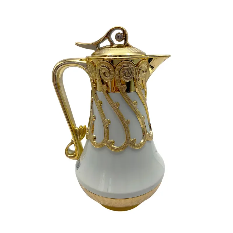 Garrafa Térmica Branco com Dourado - Menor