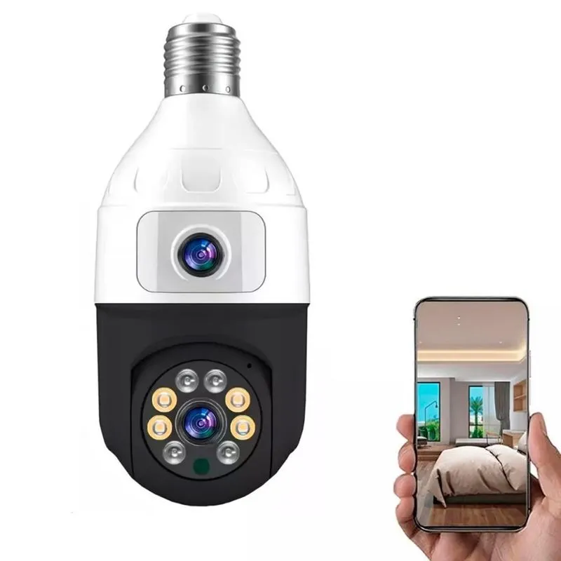 Lâmpada Câmera S/fio Com Lente Dupla E Segurança 360º