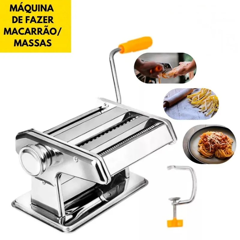 Maquina De Macarrão Manual Tipos Cortador Prateado