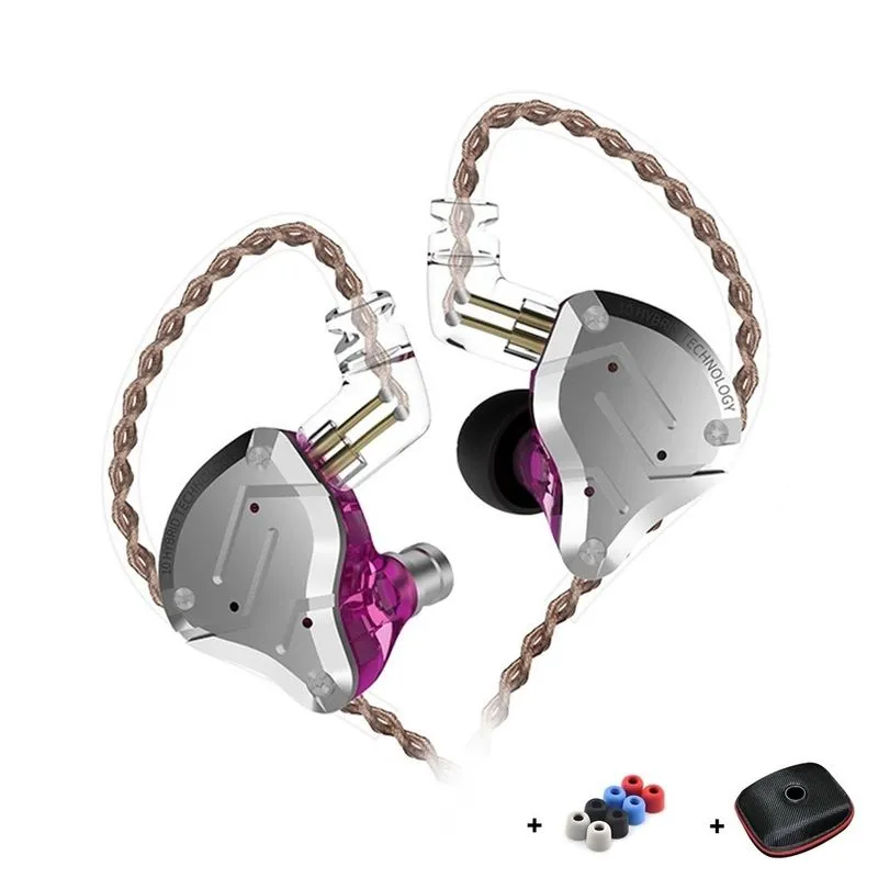 Fone De Ouvido Kz Zs10 Pro Sem Microfone - Roxo + Case