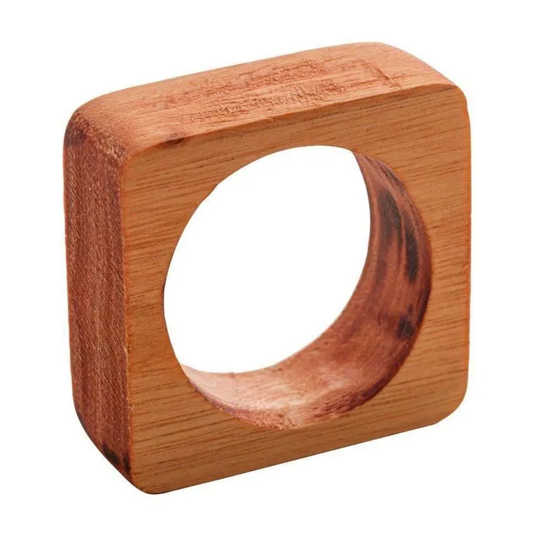 4 Anéis Para Guardanapos Woodart Quadrado Liptus Natural