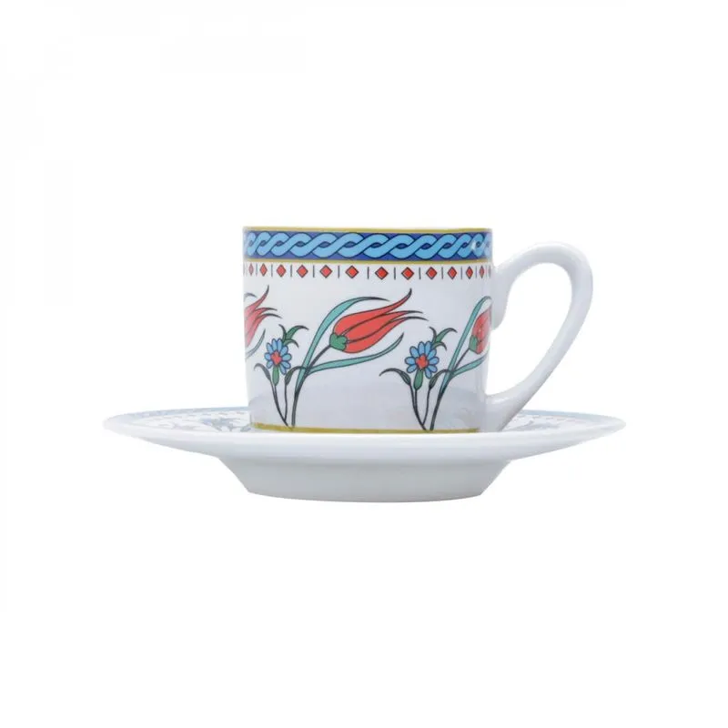 Jogo de Xícaras de Café com Pires Porcelana 12 Peças 90ml Dort Rojemac Colorido