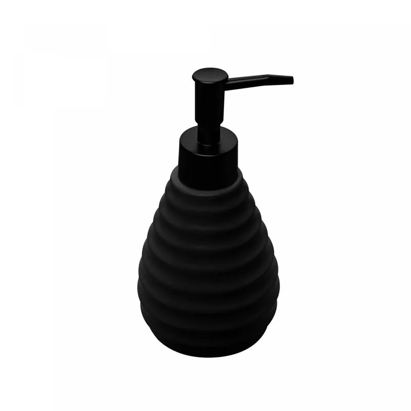 Porta Sabonete Líquido de Cerâmica Colméia Preto 330ml - Wolff