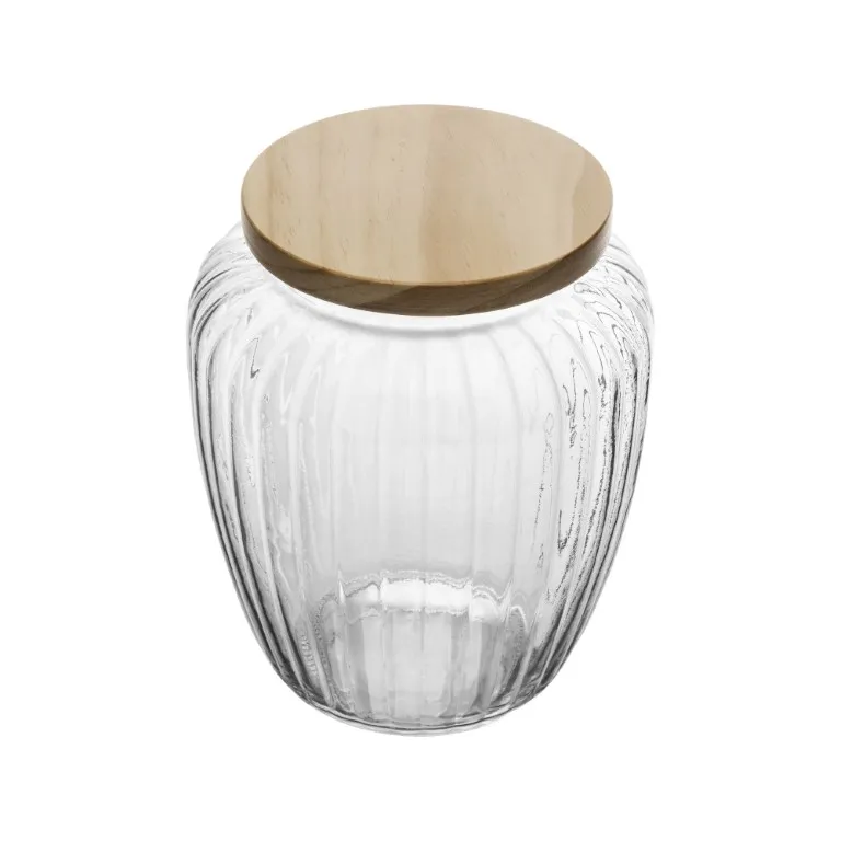 Pote De Vidro Com Tampa De Pinus 1,9l