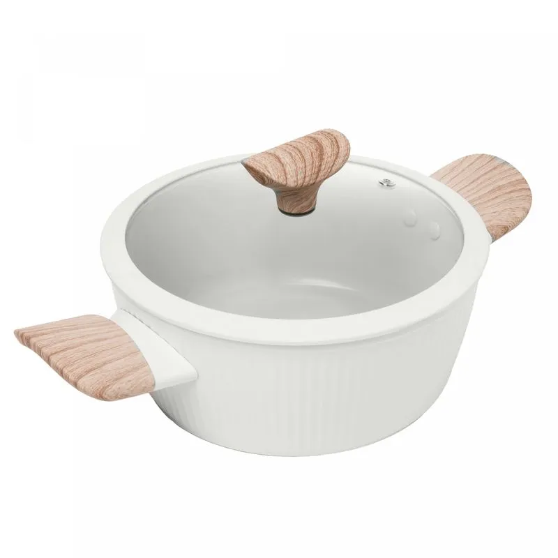 Caçarola de Indução Tampa de Vidro Alumínio Revestimento Cerâmico Latte Off White 22cm 21784 - Wolff