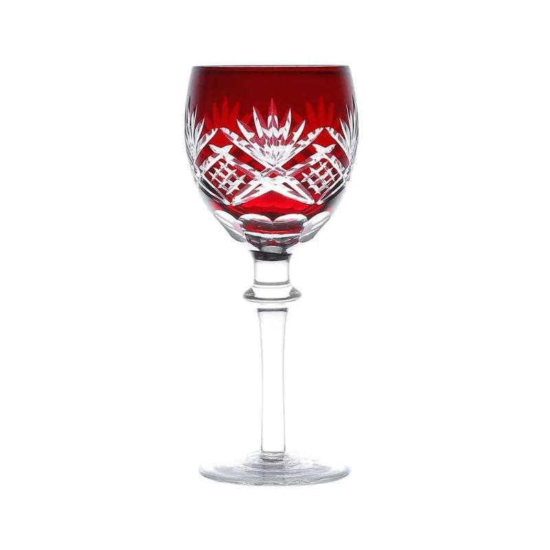 Jogo de Taças de Vinho Lapidadas 250ml - Palm Vermelha Wolff (6 Peças)