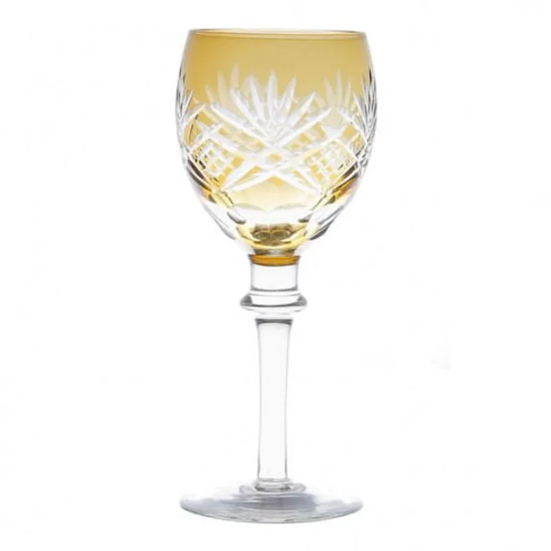 Jogo de Taças de Vinho Lapidadas 250ml - Palm Âmbar Wolff (6 Peças)