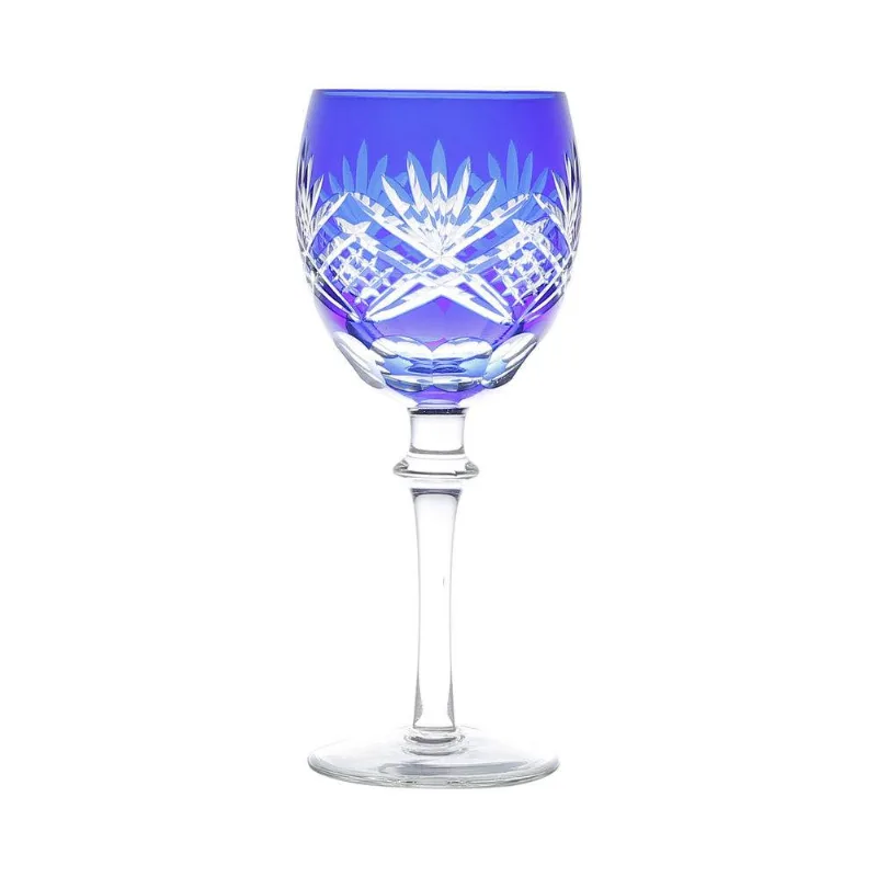 Jogo de Taças de Vinho Lapidadas 250ml - Palm Azul Wolff (6 Peças)