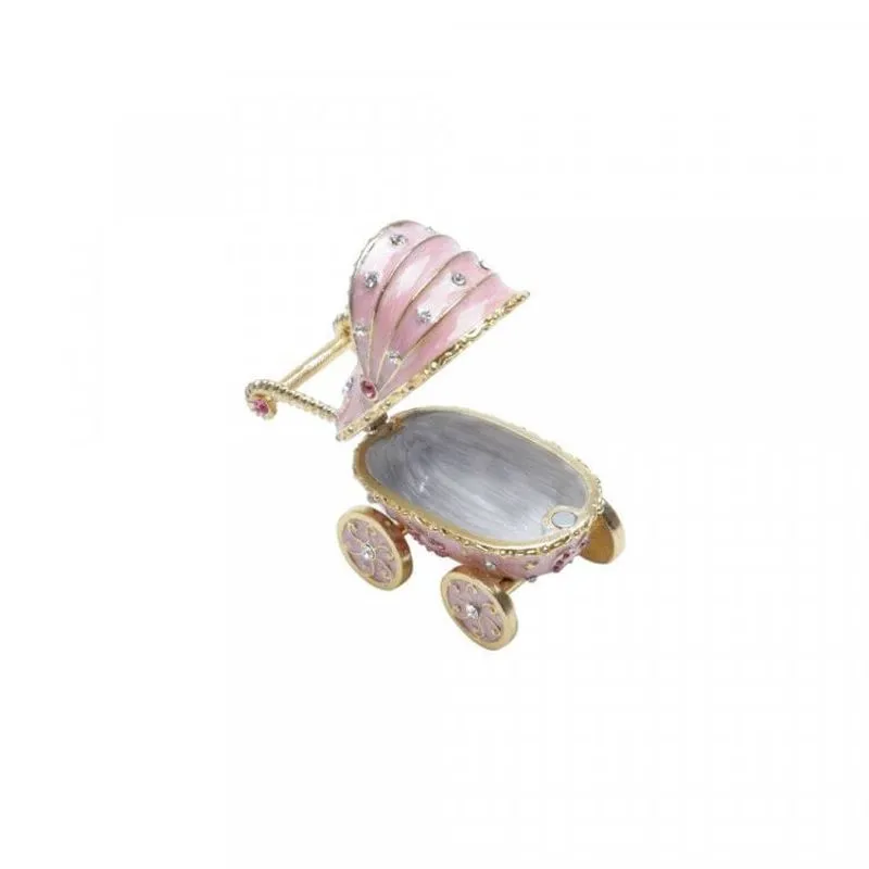 Porta Joias de Zamac Carrinho de Bebê 7,5cmx4,5cmx6cm Rojemac Rosa