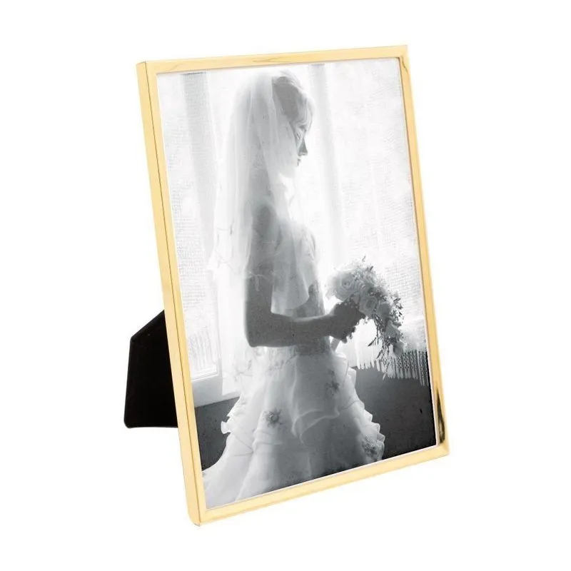 Porta-retrato De Aço Inox Classic Dourado 10x15cm