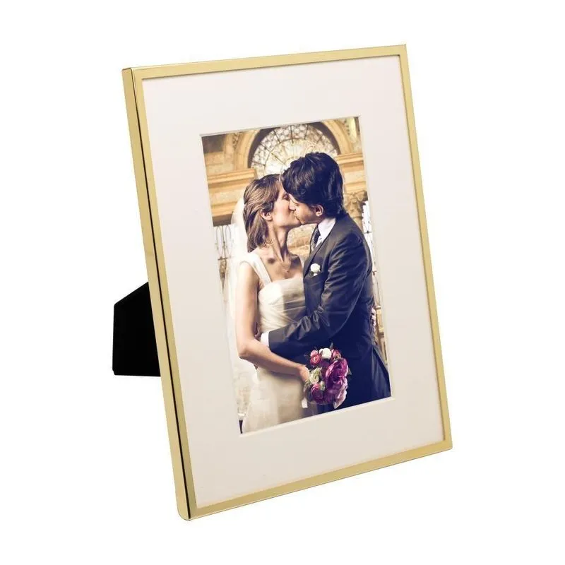 Porta-retrato De Aço Inox Basic Dourado 10x15cm